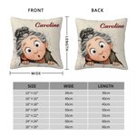 Personalized Cute Cartoon Granny Throw Pillow Cover with Name Home Decor Birthday Christmas Gift for Mom Grandma