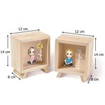 Salvadanaio personalizzato con personaggio animato nome e fiore di nascita in legno chiaro regalo di compleanno o per festa dei bambini