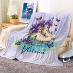Nacimiento Personalizado Flor Patines de Hielo Suave manta con nombre Día del Juego Cumpleaños Regalo de Navidad para los amantes del patinaje artístico Hijas nietas