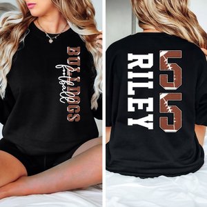 Personalised Football Design Unisex T-shirt Sweatshirt Hoodie with Name and Number Game Day Club Gift for Mom Football Lovers