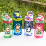 Gepersonaliseerde Cartoon Beer Leeuw Dieren Naam 16 oz Waterfles met Rietje en Handvat Outdoor Supplies Terug naar School Verjaardagscadeau voor Jongens Meisjes