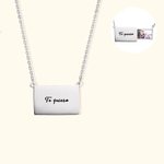 Collar relicario personalizado cuadrado extraíble con foto y texto grabado regalo de cumpleaños o aniversario para ella