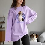 Gepersonaliseerd Ruitjes Foto 100% Katoen Oversized Zachte Lange Mouw Shirt met Naam Dagelijks Dragen Verjaardagscadeau voor dierenliefhebbers