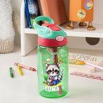 Gepersonaliseerde Cartoon Beer Leeuw Dieren Naam 16 oz Waterfles met Rietje en Handvat Outdoor Supplies Terug naar School Verjaardagscadeau voor Jongens Meisjes
