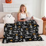 Personalized Cute Dancing Mummy Pumpkin Name Cloud Soft Throw Blanket Home Decor Halloween Gift for Kids Family Friends