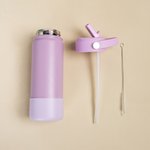 Gepersonaliseerde gegraveerde naam 18 oz geïsoleerde waterfles met handvat en rietje terug naar school verjaardag reiscadeau voor kinderen vrienden familie