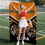 Personalized Pom-pom Trumpet Soft Throw Blanket with Name and Team Name Home Decor Game Day Gift for Cheerleaders