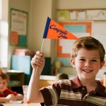 Personlig mångfärgad minivimpel med text och klistermärke Tillbaka till skolan Graduation Party Game Day Present till studenter Sportfans