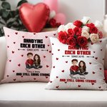 Personalized Cute 3D Cartoon Couple Soft Throw Pillow Cover with Name and Text Valentine's Day Birthday Anniversary Gift for Couples Lovers