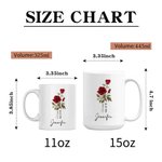 Gepersonaliseerde Geboorte Bloem 11 oz 15 oz Keramische Koffiemok met Naam Datum en Tekst Verjaardag Verjaardag Cadeau voor Familie Vrienden