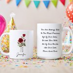 Gepersonaliseerde Geboorte Bloem 11 oz 15 oz Keramische Koffiemok met Naam Datum en Tekst Verjaardag Verjaardag Cadeau voor Familie Vrienden