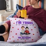 Personalized Cute 3D Cartoon Couple Soft Throw Pillow Cover with Name and Text Valentine's Day Birthday Anniversary Gift for Couples Lovers