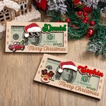 Gepersonaliseerde Kerstmuts Houten Geldhouder met Naam Uniek Geldkaart Kerstcadeau voor Kinderen en Familie