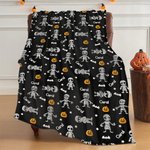 Personalized Cute Dancing Mummy Pumpkin Name Cloud Soft Throw Blanket Home Decor Halloween Gift for Kids Family Friends