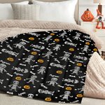 Personalized Cute Dancing Mummy Pumpkin Name Cloud Soft Throw Blanket Home Decor Halloween Gift for Kids Family Friends