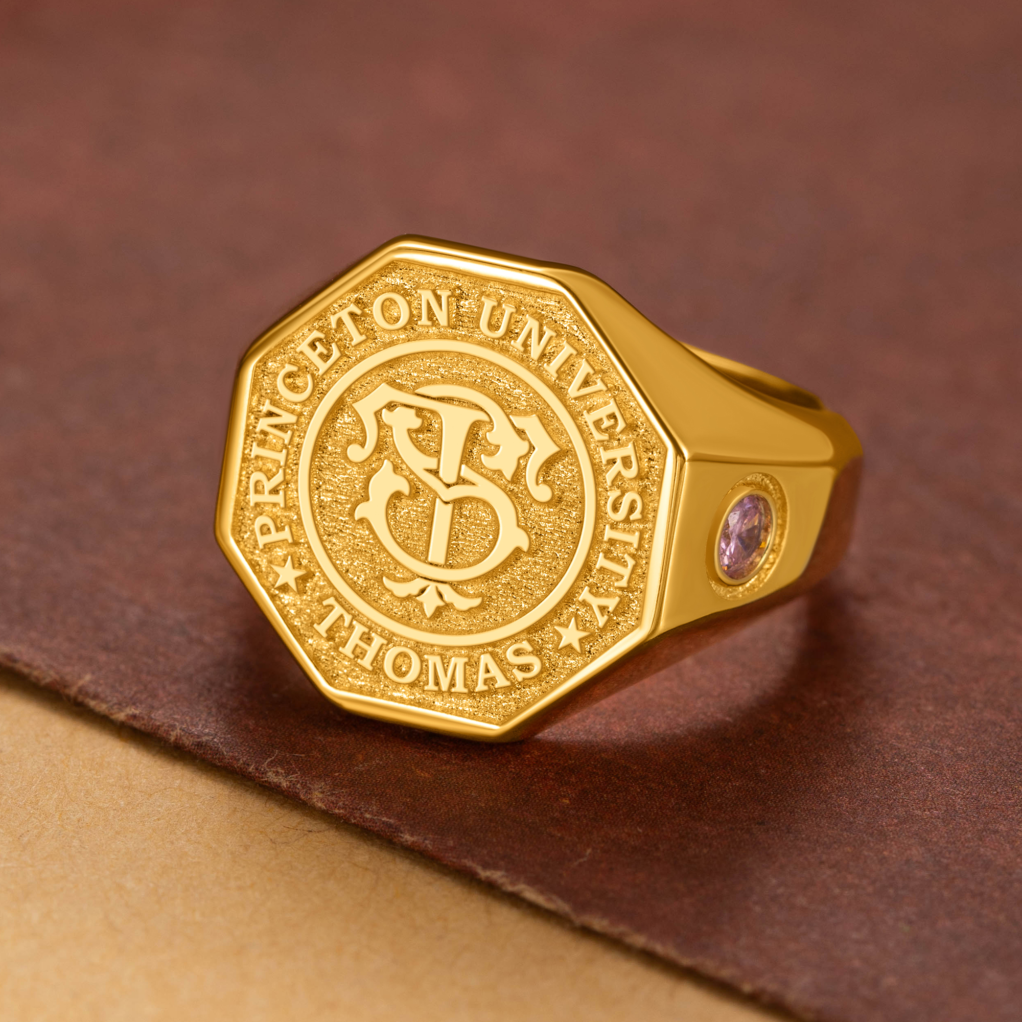Bague de chevalière personnalisée avec nom gravé et nom de l'école Cadeau d'anniversaire pour les diplômés et les camarades de classe