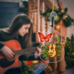 Adorno en forma de guitarra personalizado acrilico con flor de nacimiento y nombre regalo de inauguración de hogar y navidad para amantes de la musica