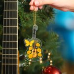 Adorno en forma de guitarra personalizado acrilico con flor de nacimiento y nombre regalo de inauguración de hogar y navidad para amantes de la musica