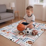 Personalized Basketball Soccer Rugby Word Cloud Soft Throw Blanket with Multiple Names and Initials Room Decor Birthday Gift for Boys