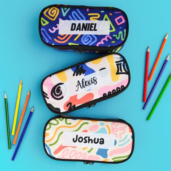 Personalised Abstract Graffiti Large Capacity Multi-Compartment Pencil Case with Name Back to School Birthday Gift for Student Teacher Artist