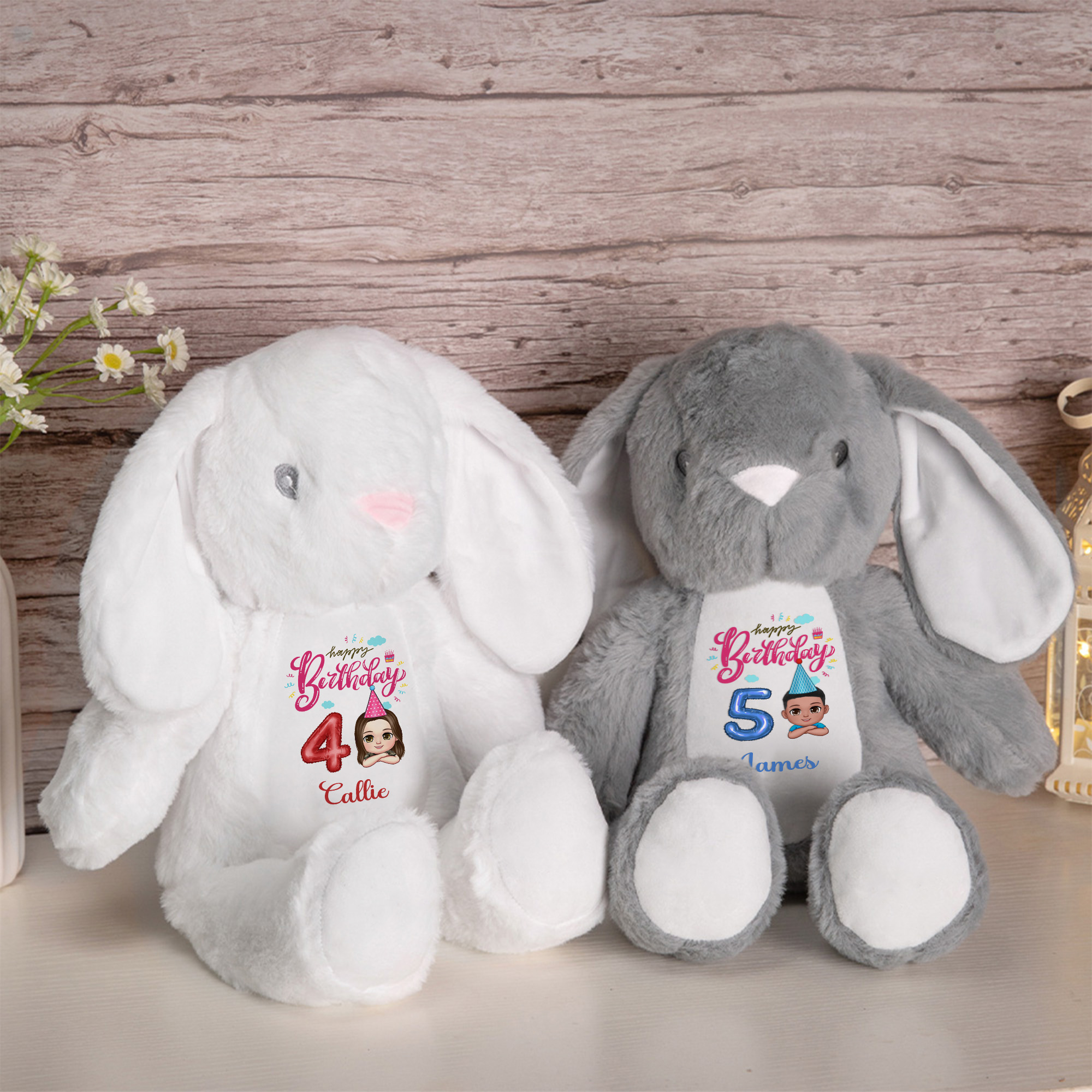 Ballon de baudruche personnalisé Animal en peluche lapin mignon avec nom Cadeau d'anniversaire fille garçon