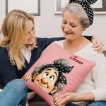 Personalized Cute Cartoon Granny Throw Pillow Cover with Name Home Decor Birthday Christmas Gift for Mom Grandma