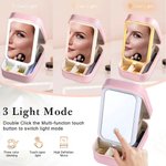 Personalisierte Geburt Blume PU-Leder-Schmuck-Box mit LED Drei-Farben-einstellbare Spiegel und Text Name Datum Reisen wesentliche Geburtstagsgeschenk für Frauen