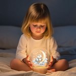 Personalisiertes Mond Sterne Niedliche-Tiere LED-Nachtlicht mit Namen Datum und Holzsockel Kinderzimmer Deko Geburtstag Baby Party Geschenk für Kinder