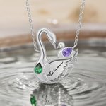 Personalized New Mom and Baby Swan Necklace with Birthstone and Card Birthday Anniversary Christmas First Mother's Day Gift for Women