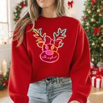 Personalized Cute Elk T-shirt Sweatshirt Hoodie with Name Christmas Gift for Family Friend