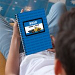 Personalized Truck Design Name Cloud A5 Spiral Notebook with Text and 120 Lined Pages Back to School Birthday Gift for Kids