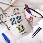 Personalized Camouflage Stripes Initial Number Makeup Bag with Name Birthday Christmas Gift for Family Friends