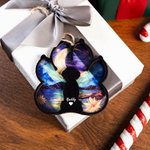 Personalized Dog Silhouette Paw Shape Window Hanging Suncatcher Christmas Ornament with Names Sympathy Memorial Remembrance Gift for Dog Lovers