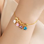 Personalised 1-5 Cute Boy Girl Charms Bracelet with Heart-Shaped Birthstone Exquisite Jewellery Anniversary Birthday Gift for Mom Kid