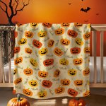 Personalized Halloween Pumpkins Stars Soft Throw Blanket with Name Home Party Decor Halloween Gift for Boys Girls