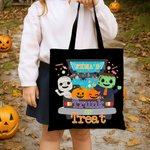 Personalized Halloween Theme Style Monster Pumpkin Candy Canvas Bag with Name Halloween Gift for Kids