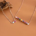 Personalised Multiple 1-8 Birthstones Family Necklace Birthday Anniversary Christmas Gift for Women Mom