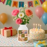 Personalized Nine-Square Grid Sister Ceramic Vase with 6 Photos Home Decoration Birthday Anniversary Gift for Family Friends