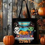 Personalized Halloween Theme Style Monster Pumpkin Candy Canvas Bag with Name Halloween Gift for Kids