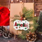 Adorno navideño personalizado de cerámica con el nombre de Papá Noel y 3 cuerdas colgantes Decoración del árbol Regalo de Navidad para la familia