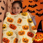 Personalized Halloween Pumpkins Stars Soft Throw Blanket with Name Home Party Decor Halloween Gift for Boys Girls
