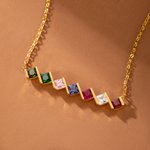 Personalised Multiple 1-8 Birthstones Family Necklace Birthday Anniversary Christmas Gift for Women Mom
