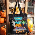 Personalized Halloween Theme Style Monster Pumpkin Candy Canvas Bag with Name Halloween Gift for Kids