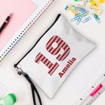 Personalized Camouflage Stripes Initial Number Makeup Bag with Name Birthday Christmas Gift for Family Friends