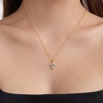 Personalized Tiny Birthstone Cross Necklace Dainty Jewelry Birthday Communion Gift for Christian Catholic Women