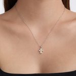 Personalized Tiny Birthstone Cross Necklace Dainty Jewelry Birthday Communion Gift for Christian Catholic Women