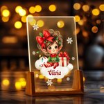 Personalized Fantasy Star Snowflake Santa's Helper Elf Name Acrylic LED Night Light with Wooden Base Room Decor Birthday Christmas Gift for Kid Baby