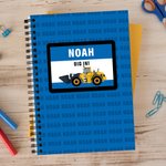 Personalized Truck Design Name Cloud A5 Spiral Notebook with Text and 120 Lined Pages Back to School Birthday Gift for Kids
