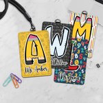 Personalized Apple Pencil Initial Card Holder with Name Back to School Teacher's Day Appreciation Gift for Teachers