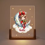 Personalized Fantasy Star Snowflake Santa's Helper Elf Name Acrylic LED Night Light with Wooden Base Room Decor Birthday Christmas Gift for Kid Baby